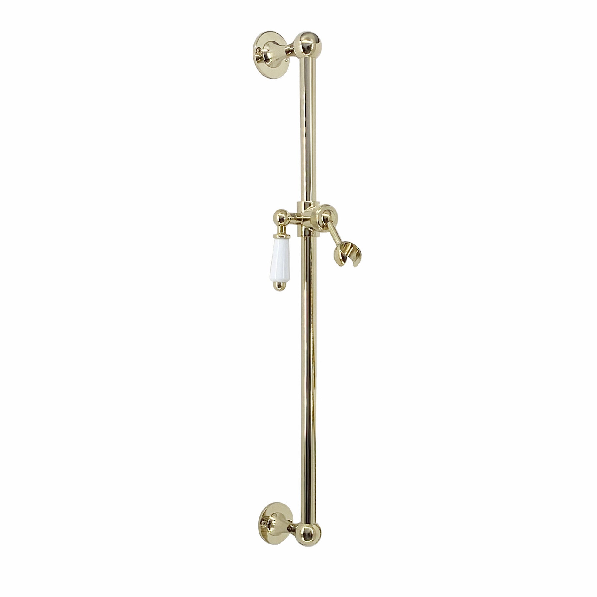 Traditional shower slider rail brass with white ceramic lever bracket - English gold - Showers